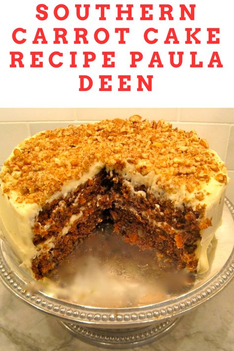 Carrot Cake Recipe Paula Deen creates a moist, flavorful cake with fresh carrots, pineapple, and warm spices. It's topped with a rich cream cheese frosting, making it perfect for any occasion. This classic dessert offers a delightful blend of sweetness and spice. Carrot Cake Recipe Paula Deen, Paula Deen Carrot Cake Recipe, Easy Carrot Cake Recipe From Scratch, Southern Carrot Cake Recipe, Southern Carrot Cake, Paula Deen Carrot Cake, Carrot Cake Recipe From Scratch, Unhealthy Desserts, Cake With Pineapple