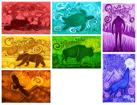 7 Teachings Aboriginal Art, 7 Sacred Teachings Art, Seven Sacred Teachings Art, 7 Teachings Aboriginal, 7 Grandfather Teachings Art, 7 Grandfather Teachings, Seven Teachings, Seven Grandfather Teachings, Indigenous Symbols