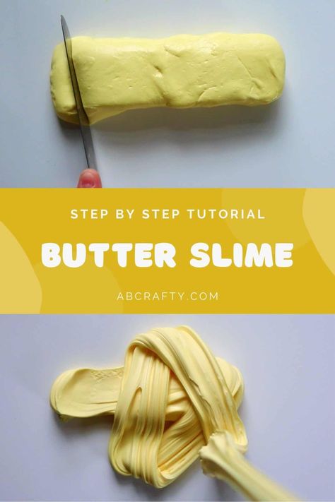 Butter Slime - How to Easily Make Butter Slime - AB Crafty Sensory Slime, Butter Slime Recipe, Diy Butter, Borax Slime, Make Butter, How To Make Waffles, Diy Slime Recipe, Butter Slime, Easy Butter