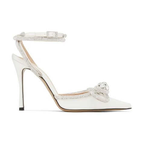 Mach & Mach - White Double Bow 110 Heels ($1,650) Double Bow, Stuart Weitzman, Wedding Shoe, Sandals Heels, Sandals, Heels, White