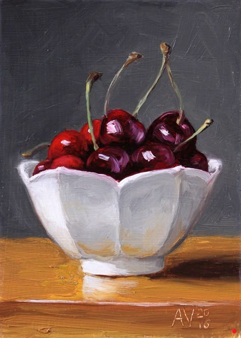 Cherries Painting, Learn Acrylic Painting, Painting Methods, Fruit Ideas, Simple Oil Painting, Painting Fruit, January 9th, Piskel Art, Acrylic Painting Inspiration