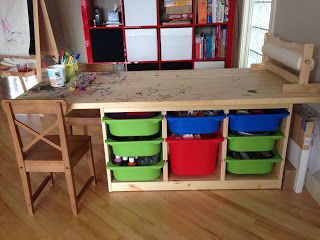 A Teacher at Heart: IKEA Hack: Creation Station Lego Tables, Toy Room Storage, Lego Table Ikea, Ikea Kura Hack, Kura Hack, Bed With Drawers Underneath, Desk Hacks, Kids Organization, Ikea Kura Bed