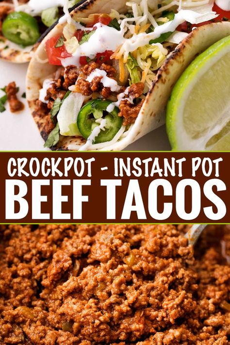 Instant Pot Ground Beef Tacos, Home Made Tacos Recipes, Beef Tacos In Crockpot, Beef Tacos Instant Pot, Juicy Tacos, Crockpot Beef Tacos, Tacos Instant Pot, Beef Crockpot, Tacos Recipes