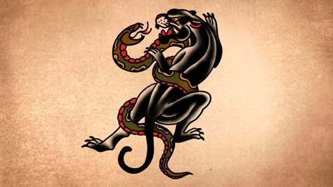 Very easy to follow tutorial by thebrokenpuppet Panther And Snake Tattoo Traditional, Snake And Panther Tattoo, Panther Snake Tattoo Traditional, Panther Tattoo Meaning, Traditional Panther Tattoo, Snake Tattoo Meaning, Traditional Snake Tattoo, Black Panther Tattoo, Tato Tradisional