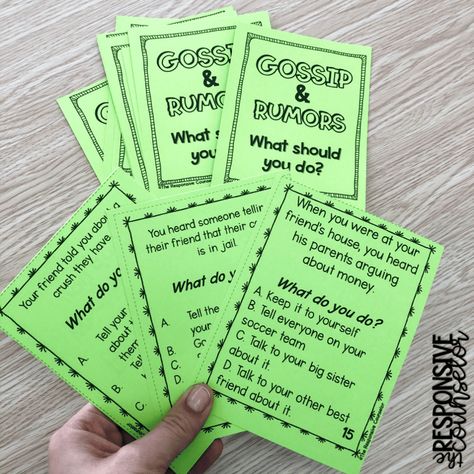 Gossip and Rumors Lesson - The Responsive Counselor Gossip Lesson Middle School, Middle School Counseling Lessons, Collaborative Learning Activities, Character Trait Lessons, Empathy Lessons, Cadette Badges, Teaching Character Traits, Counseling Games, Character Lessons