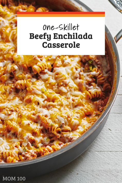 Cheesy Enchilada Casserole, Enchilada Casserole With Noodles, Enchilada Pasta Casserole Beef, Skillet Casserole, Pasta Mexican Recipes, Enchilada Noodle Casserole, Beef Enchilada Pasta, Skillet Casserole Recipes, Enchilada Pasta Casserole