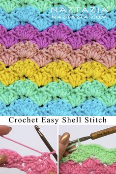 How to Crochet an Easy Shell Stitch - Naztazia ® Crochet Shell Blanket, Crochet Shell Pattern, Crochet Shell, Crochet Baby Blanket Free Pattern, Crochet Shell Stitch, Crochet Stitches For Blankets, Crochet Stitches Free, Crochet For Beginners Blanket, Crochet Easy