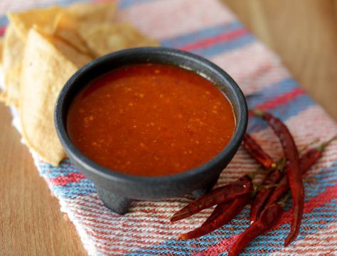 Chile de Arbol Salsa Recipe - Hilah Cooking close to filibertos Arbol Salsa Recipe, Best Salsa Recipe, Mexican Salsa Recipes, Fried Tacos, Salsa Guacamole, Salsa Sauce, Mexican Salsa, Hot Salsa, Hot Sauce Recipes