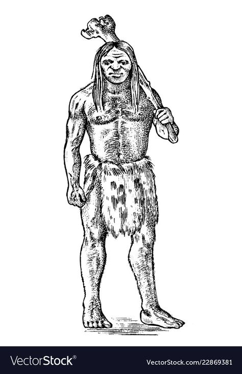 Cave Man Drawing, Prehistoric Fashion, Prehistoric People, Prehistoric Period, Prehistoric Man, Goat Logo, Body Type Drawing, Vintage Style Bag, Man Hand