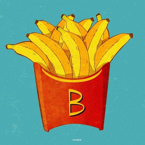 Fried Bananas, Banana Yellow, Banana Art, Illustrators On Instagram, Bananas, Creative Art, Illustration Design, Design Art, Art Gallery