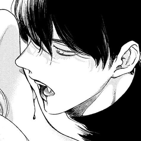 Vampire Biting Neck Drawing, Vampire Biting Neck, Vampire Manga, Vampire Bite, Dibujos Anime Chibi, Vampire Bites, Anime Monochrome, Manga Boy, Boy Art