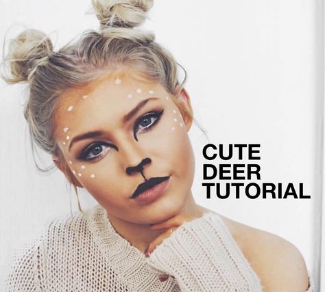 Deer Tutorial, Deer Halloween Makeup, Bambi Makeup, Deer Makeup Tutorial, Deer Halloween Costumes, Halloween Makeup Artist, Deer Halloween, Cute Halloween Costume, Deer Makeup