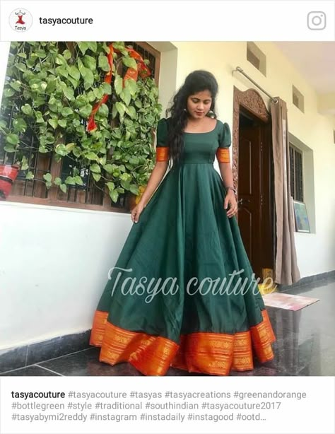 Victoria’s Secret Models, South Indian Fashion, Pattu Dress, Model Off Duty Style, Frock Models, डिजाइनर कपड़े, Gown Green, Indian Gown, Lehenga Saree Design