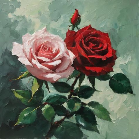 Red Roses Painting, Red Rose Painting, Rose Painting Acrylic, Pencil Colour Painting, Paintings Diy, Acrylic Flower Painting, Acrylic Portrait Painting, Painting The Roses Red, Doodle Art Flowers