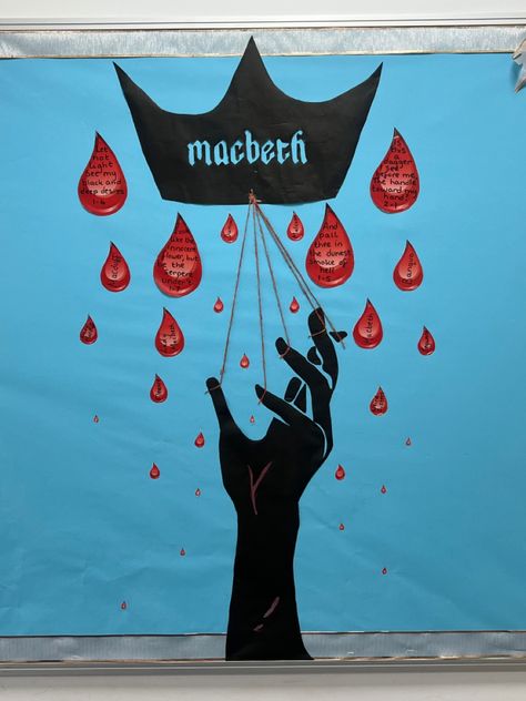 Macbeth Creative Projects, Macbeth Bulletin Board, Literature Project Ideas, English Display Boards, Macbeth Project Ideas, Macbeth Display Classroom, Macbeth Poster Project, Macbeth Classroom Display, Hamlet Classroom Display