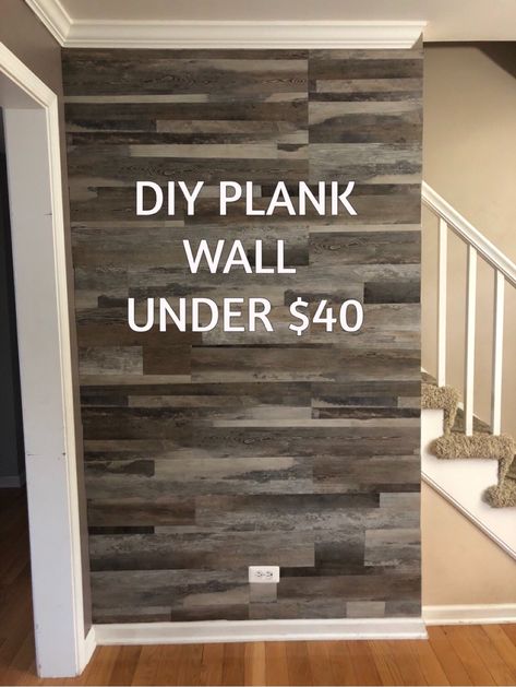 DIY peel & stick wood wall for under $40 youtube: christina explains it all Wallpaper On Wood, Peel And Stick Wood Wall, Stick Wood Wall, Diy Plank Wall, Bathroom Wall Coverings, Flooring On Walls, Wood Wall Covering, Stick On Wood Wall, Faux Wood Wall