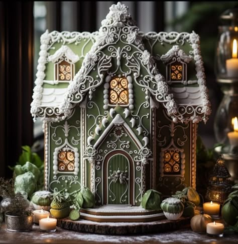 Gingerbread Houses Ideas, Miniature Christmas House, Gingerbread Stars, White Gingerbread, Homemade Gingerbread House, Gingerbread House Patterns, Cool Gingerbread Houses, Ginger House, Gingerbread House Designs