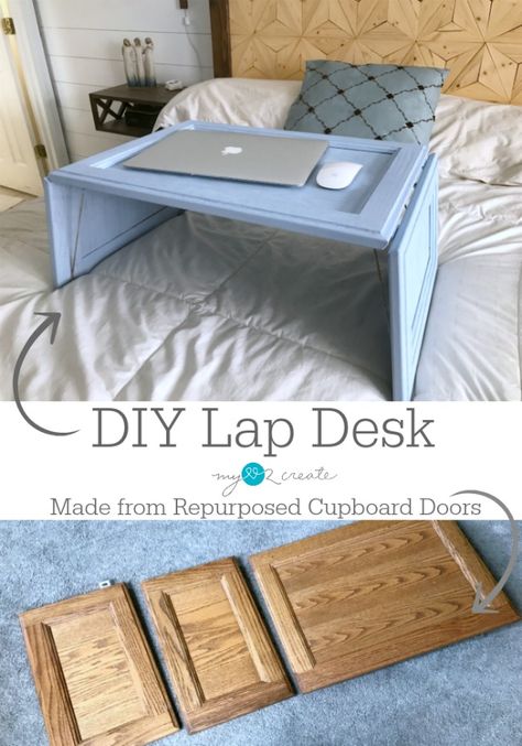 DIY Lap Desk made from repurposed cupboard doors Diy Lap Desk, Old Tv Ideas, Cabinet Door Crafts, Repurposed Desk, Door Repurposed, Cabinet Doors Repurposed, Pretty Furniture, Tv Ideas, Desk Diy