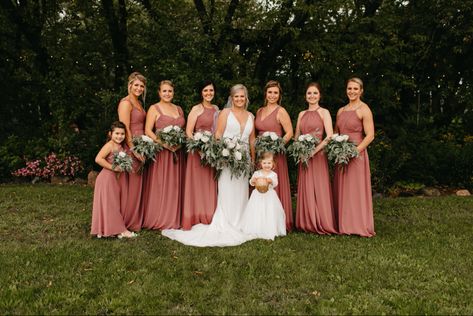 Katherine Chapman Photography Dusty Bridesmaid Dresses, Light Pink Bridesmaid Dresses With Groomsmen, Mulberry Bridesmaid Dresses With Groomsmen, Blush Pink Mix And Match Bridesmaids, Desert Rose Wedding, Birdy Grey Dark Mauve Bridesmaid, Azazie Desert Rose, Desert Rose Bridesmaid, Bridesmaid Dresses Different Colors