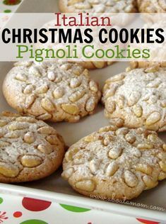 Pine Nut Cookies, Pignoli Cookies, Italian Christmas Cookies, Nut Cookies, Italian Cookie Recipes, Holiday Cookies Christmas, Pine Nut, Almond Paste, Holiday Cookie Recipes