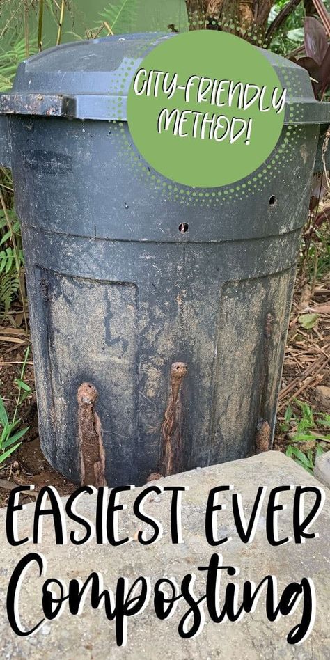 Yard Waste Compost, Compost Barrel Tumblers, Garbage Can Compost Bin, In Ground Compost Bin, Compost Barrel Diy, Compost For Beginners, Compost Trash Can, Diy Compost Tumbler, Compost Ideas