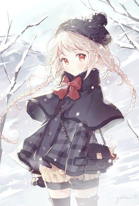 Anime Winter, Anime Snow, Style Anime, Anime Child, Anime People, Anime Angel, Fanarts Anime, Red Eyes, Anime Kawaii