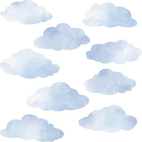 Amazon.com: Large Size Blue Watercolor Cloud Wall Decals, Cloud Wall Stickers, Nursery Wall Decals, Fabric Wall Stickers Col 2 : Baby Removable Wall Decals Nursery, Wall Stickers Nursery, Map Wall Decal, Light Walls, Cloud Wall Decal, Polka Dot Wall Decals, Watercolor Clouds, Cloud Stickers, Cloud Wall