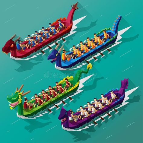 Dragon Festival, Huge Dragon, Asian Festival, Dragon Boating Racing, Boat Illustration, Boat Racing, Dragon Boat Festival, Dragon Boat, Boat Race