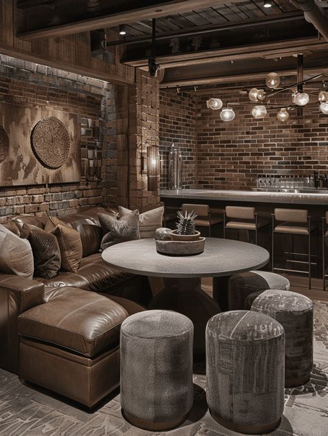 30 Awesome Rustic Basement Ideas [Photo List Inspiration] Bar Area Seating Ideas, Cozy Billiard Room, Walkout Basement Bedroom Ideas, Sport Theme Basement Ideas, Game Room Bar Ideas Small Spaces, Basement Games Room Ideas, Basement Nook Ideas, Grunge Basement, Narrow Basement Layout