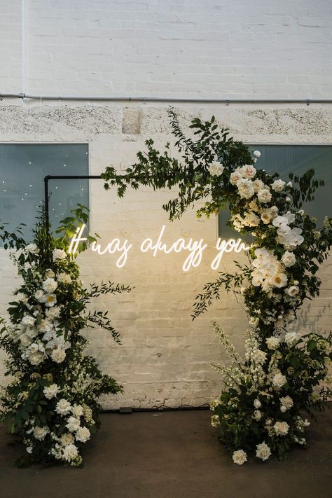 Wedding Ideas Small Simple, Rustic Wedding Decorations, Wedding Backdrop Decorations, Wedding Neon Sign, Future Wedding Plans, Neon Wedding, Wedding Goals, Always You, Wedding Cake Designs