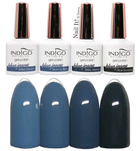 Blue Jean Nails, Indigo Nails Colour, Indigo Blue Nails, Permanent Nails, Nails Products, Nails Minimalist, Nail Goals, Indigo Nails, Blue Acrylic Nails