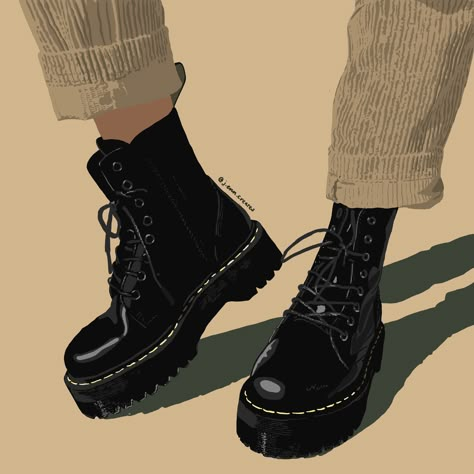 Dr. Martens doc martens combat boot jadon custom drawing illustration iPad Pro procreate minimalist design wallpaper Doc Martens Combat Boots, Digital Art Programs, Wallpapers Ipad, Wallpaper Illustration, Hipster Grunge, Shoes Drawing, Illustration Art Girl, Custom Drawing, Combat Boot