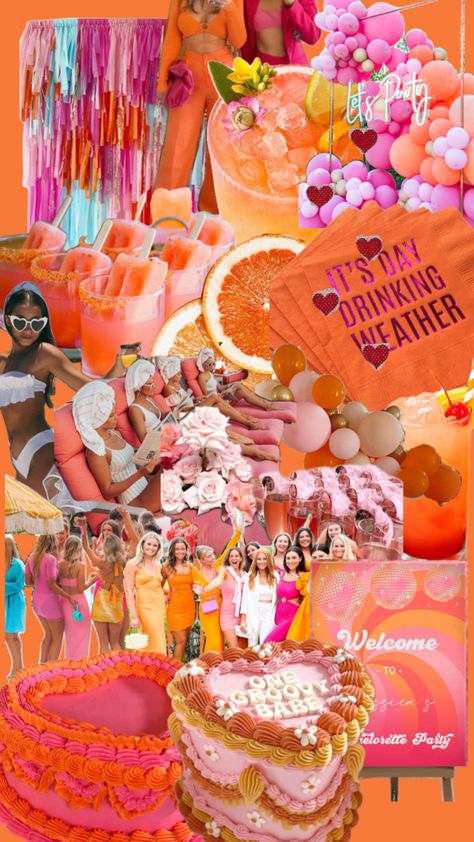 Pink and Orange Hens Party Theme 🧡🩷 Orange Party Theme, Tequila Sunset, Orange Birthday Parties, Hens Party Themes, Sunset Party, Orange Birthday, Pink Bachelorette, Summer Party Themes, Orange Party