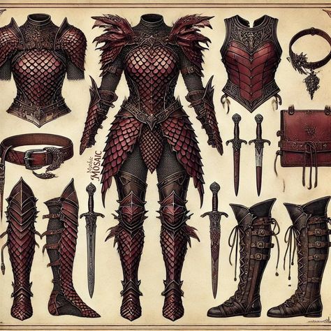 Scalemail Armor Dnd, Scale Mail Armor Dnd, Dragon Armor Female, Dragon Riding Outfit, Dragon Rider Outfit, Women's Armor, Dragon Armour, Magic Outfits, Dnd Character Design