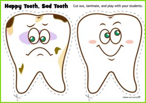 Happy Tooth/Sad Tooth Game Dental Activities For Preschool, Brush Your Teeth Song, Teeth Kindergarten, Teeth Song, Teeth Games, Tooth Clipart, Happy Tooth, Free Bible Coloring Pages, Body Parts Preschool