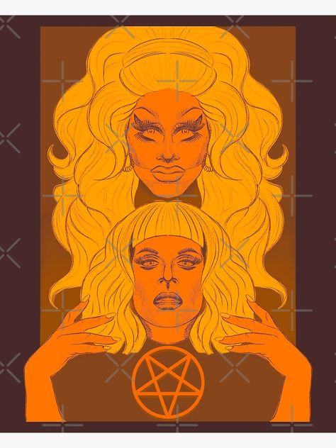 "Trixie and Katya Orange" Art Print by ldptattoo | Redbubble Katya Halloween, Katya Fanart, Disco Cowgirl Room, Pop Culture Collage, 70 Aesthetic, Culture Collage, Trixie Mattel And Katya, Katya And Trixie, Drawing Amazing