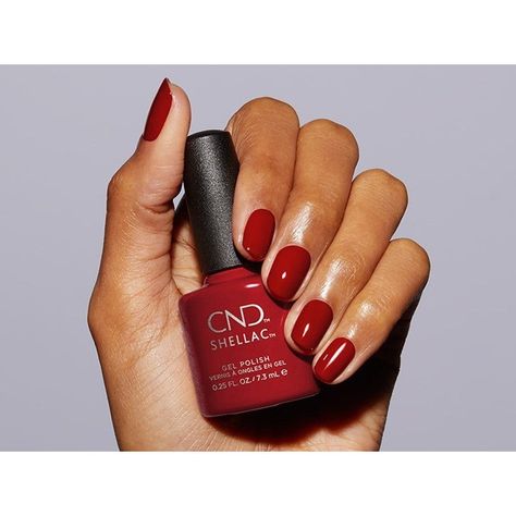 WHAT IT IS A color coat designed specifically for use with the SHELLAC® Brand 14+ Day Nail Color System: On Like Polish. Wears Like Gel. 5 Minute Removal. WHAT IT DOES The second step in the SHELLAC® Brand System – brushes on for smooth, even coverage then cured for long wear in the CND® LED lamp. Provides a long-lasting color layer to nails. Red Shilak, Cnd Red Shellac Colors, Red Shellac Nails, Red Shellac, Cnd Shellac Colors, Brand System, Shellac Colors, Sns Nails, Nail Colour