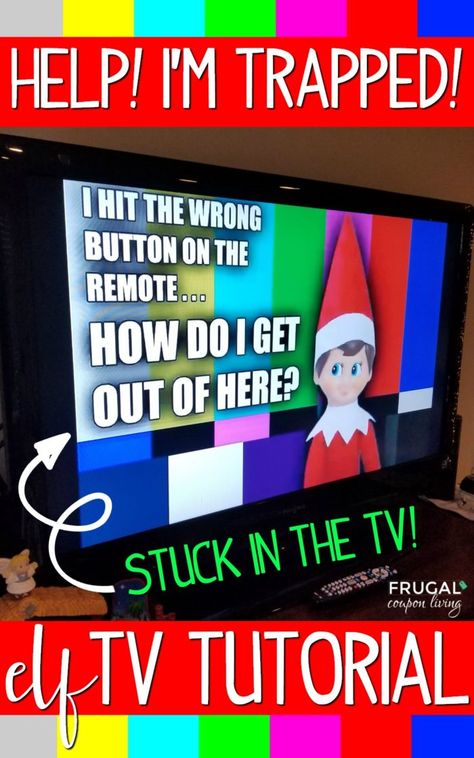 How to Trap Elf on the Shelf in the TV . Elf on the Shelf Idea. YouTube Tutorial for your Elf and Smart Television. #FrugalCouponLiving #ElfontheShelf #tutorial #ElfontheShelfIdeas #ElfIdeas #funnyelfideas #funnyelfontheshelf #tv #television #youtube #elfprintables #freeelfprintables #printables #freeprintables Elf Trap, Elf Printables, Elf On The Shelf Idea, Elf Kit, Awesome Elf On The Shelf Ideas, Elf Props, Elf Activities, Elf Antics, Elf Fun