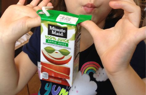 Pull out the side tabs on a juice box and have the child hold it by the tabs....no more squeezing the box and spilling juice all over their clothes! :) Minute Maid, Juice Box, Juice Boxes, Apple Juice, No More, Gum, The Box, Juice, Snacks