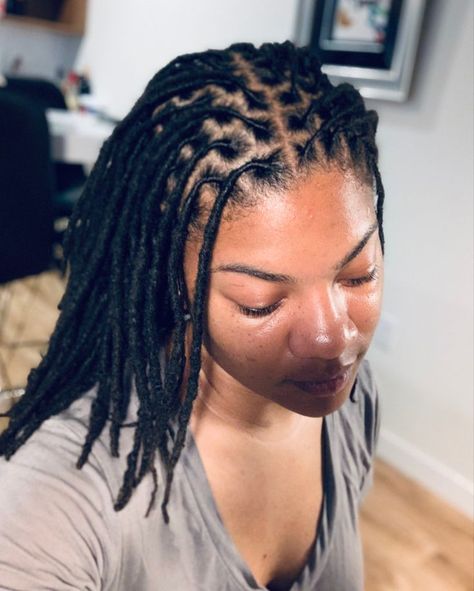 2 years 4 months locs | Locs hairstyles, Hair twist styles, Faux locs hairstyles Shoulder Length Faux Locs, Dredlocs Style Woman, Styles Faux Locs, Loc Extensions Human Hair, Pretty Dreads, Locs Journey, Dreads Girl, Beautiful Dreadlocks, Short Locs Hairstyles