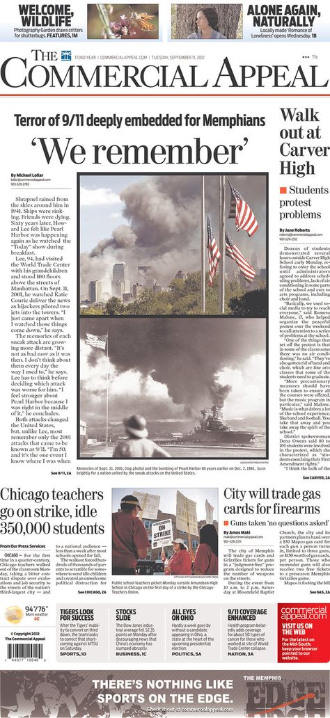 10 Powerful September 11th Anniversary Local News Headlines Newspaper Front Pages, Student Protest, Newspaper Cover, 11th Anniversary, We Will Never Forget, Teacher Cards, Worst Day, World Trade, World Trade Center