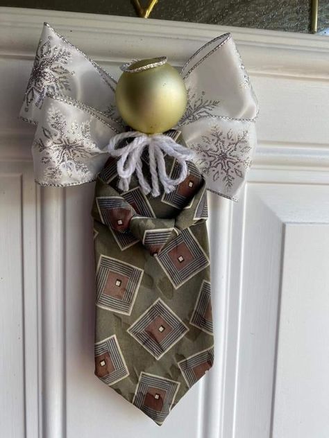 Angels Made From Old Ties, Tie Angels Diy, Necktie Angels, Neck Tie Christmas Ornaments, Necktie Angel Ornaments, Neck Tie Angels, Tie Angels, Tie Angel Ornament, Angels Made From Mens Ties