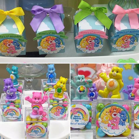 Carebears Birthday Theme, Care Bear First Birthday, Carebear Theme Party, Carebear Baby Shower Theme, Carebear Birthday Party Ideas, Bear Party Ideas, Care Bears Birthday Party, Minnie Mouse Birthday Party Decorations, Care Bear Party