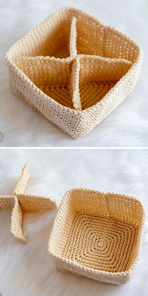 Crochet Toy Organizer, Tiny Crochet Basket Pattern, Crochet Big Basket Pattern Free, Crochet Square Box Free Pattern, Crochet Garden Basket, Crochet Room Storage, Crochet Desk Basket, Crochet Box With Lid Free Pattern, Crochet Organizers Free Pattern