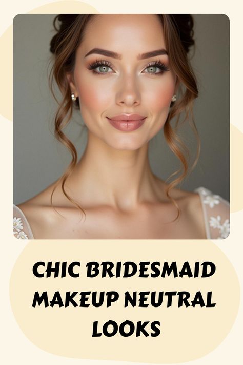 Chic Bridesmaid Makeup Neutral Looks Natural Vs Neutral Makeup, Nude Makeup For Wedding, Bridesmaid Makeup Neutral, Neutral Bridesmaid Makeup, Taupe Wedding Theme, Elegant Bridesmaid Dresses Long, Wedding Makeup Inspiration, Glam Bridesmaid, Makeup Neutral