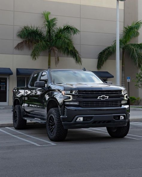 Black Gmc Truck, Black Chevy Truck, The Confidence Of Wildflowers, Black Chevy Silverado, Pick Up Trucks, Lifted Silverado, Jacked Up Chevy, Chevy Bowtie, Chevy Trucks Silverado