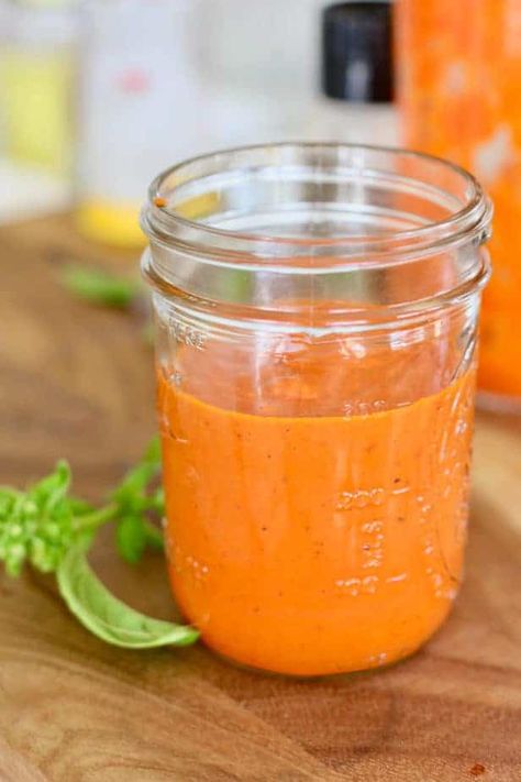 Make in the blender -  ROASTED RED PEPPER SAUCE! This sauce does it all!  Toss it with pasta, simmer your chicken or shrimp even a dip for your fries or drizzle on your tacos!  A staple recipe you will use over and over again! #easysauce #coldsauce #healthysauce #blendersauce Roasted Red Pepper Sauce Recipe, Red Pepper Sauce Recipe, Roasted Red Peppers Recipes, Red Pepper Pasta Sauce, Mustard Cream Sauce, Pepper Sauce Recipe, Seared Fish, Roasted Red Pepper Pasta, Red Pepper Pasta