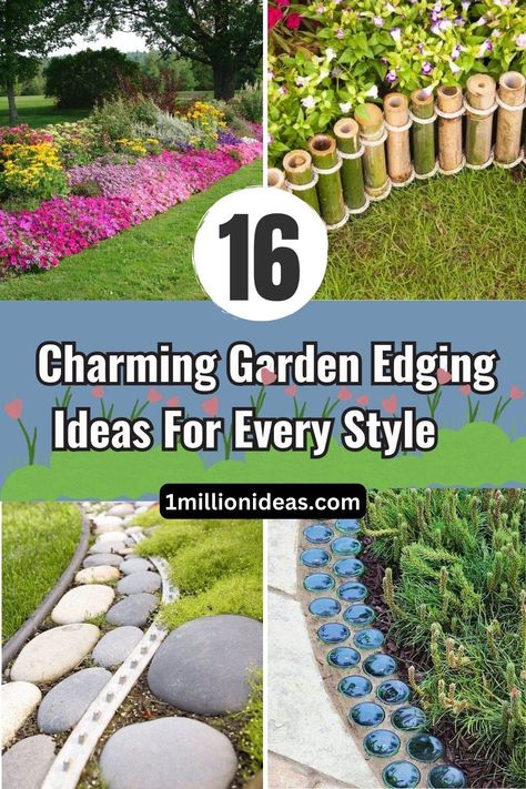 Landscape Edging Ideas, Flower Beds Diy, Wood Garden Edging, Garden Edging Stones, Concrete Garden Edging, Plastic Garden Edging, Lawn Borders, Brick Garden Edging, Garden Edging Ideas