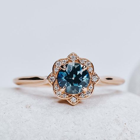 Esther Montana Sapphire Engagement Ring – Identity Diamonds Montana Sapphire Engagement, Montana Sapphire Engagement Ring, Antique Style Engagement Rings, Vintage Sapphire Ring, Montana Sapphire Ring, Cute Engagement Rings, Engagement Ring Diamond Cut, Sapphire Engagement Ring Blue, Sapphire Engagement Ring