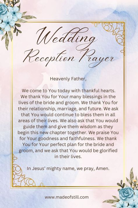 Wedding Meal Prayer, Dinner Prayer, Wedding Wishes Quotes, Rehearsal Dinner Planning, Wedding Ceremony Readings, Wedding Prayer, Wedding Reception Dinner, Wedding Blessing, Mom Prayers